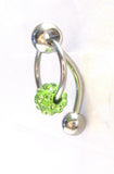 Light Green Crystal Ball Dangle Bar VCH Jewelry Clit Clitoral Hood Ring 14 gauge - I Love My Piercings!