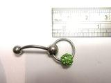 Light Green Crystal Ball Dangle Bar VCH Jewelry Clit Clitoral Hood Ring 14 gauge - I Love My Piercings!