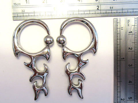 Pair Stainless Surgical Steel Dangle Hoop Earrings 10 gauge 10g - I Love My Piercings!