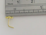 18k Gold Plated Nose Stud Pin Ring Bent L Shape Skull Crossbones 22 gauge 22g