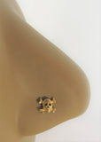 18k Gold Plated Nose Stud Pin Ring Bent L Shape Skull Crossbones 22 gauge 22g