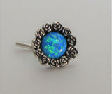 Sterling Silver Blue Opal Flower Nose Bent L Shape Stud Pin Post 20 gauge 20g