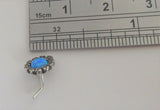 Sterling Silver Blue Opal Flower Nose Bent L Shape Stud Pin Post 20 gauge 20g - I Love My Piercings!