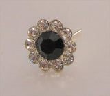 Sterling Silver Loaded Black Clear Gem Nose Bent L Shape Stud Pin Post 20 gauge