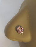 18k Rose Gold Plated Flower Clear Gem Nose Bent L Shape Stud Pin Post 20 gauge