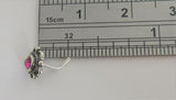 Sterling Silver Nose Stud Pin Ring Bent L Shape Fuchsia Swarovski 20 gauge