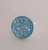 Sterling Silver Nose Stud Pin Ring Bent L Shape Sea Blue Glitter 20 gauge 20g
