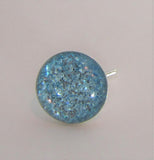 Sterling Silver Nose Stud Pin Ring Bent L Shape Sea Blue Glitter 20 gauge 20g - I Love My Piercings!