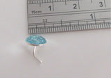 Sterling Silver Nose Stud Pin Ring Bent L Shape Sea Blue Glitter 20 gauge 20g