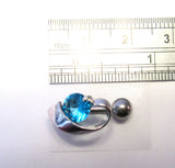 Surgical Steel VCH Jewelry Hood Cover Shield Curved Barbell Aqua Crystal 14 gauge 14g - I Love My Piercings!
