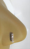 Sterling Silver Nose Stud Pin Ring Bent L Shape Clear Crystal Line 20g 20 gauge