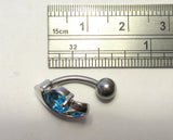 Surgical Steel VCH Jewelry Hood Cover Shield Curved Barbell Aqua Crystal 14 gauge 14g - I Love My Piercings!