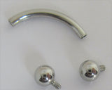 10 Piece Surgical Steel Internally Threaded 16 gauge 10 mm Curved Barbells 3 mm Balls