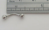 Surgical Steel Internally Threaded 16 gauge 8 mm Curved Barbell 3 mm Balls