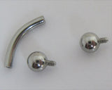 Surgical Steel Internally Threaded 16 gauge 8 mm Curved Barbell 3 mm Balls