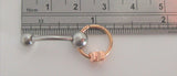 Surgical Steel Rose Gold Heart Hoop Dangle VCH Clitoral Clit Hood Ring 14g