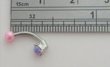 Surgical Steel Small Lavender Opal Pink Pearl VCH Hood Clit Ring Bar 16 gauge