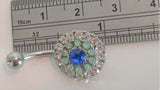 Surgical Steel Loaded Mosaic Tiled Blue Crystal Belly Ring 14 gauge - I Love My Piercings!