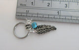 Surgical Steel Turquoise Feather Belly Hoop Ring 16 gauge 16g - I Love My Piercings!