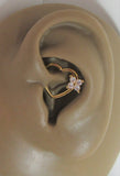 18k Gold Plated Clear CZ Crystal Heart Cartilage Hoop Ring Seamless 16 gauge