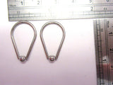 Pair Surgical Steel 4 mm Ball Drop Oval Hoops 7/8 inch Long 14 gauge 14g - I Love My Piercings!