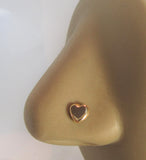 18k Gold Plated Full Heart Nose Bent L Shape Stud Pin Post 20 gauge 20g - I Love My Piercings!