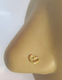 18k Gold Plated Open Heart Nose Bent L Shape Stud Pin Post 20 gauge 20g