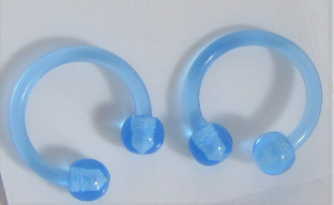 Light Blue Flexible Bioplast Hospital Retainers No Metal Horseshoes 16 gauge 8mm Diameter