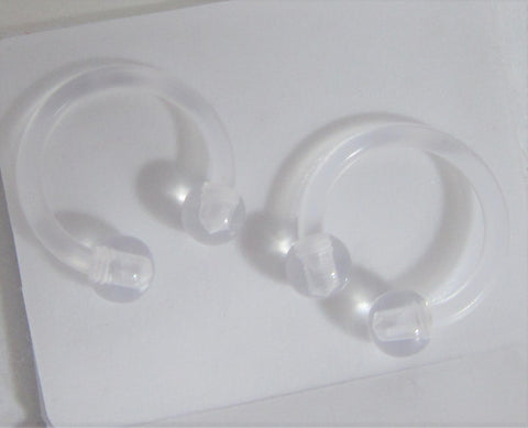 Clear Flexible Bioplast Hospital Retainers No Metal Horseshoes 16 gauge 8mm Diameter