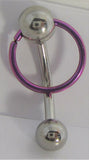 Surgical Steel Purple Hoop Dangle Barbell VCH Clit Clitoral Hood Ring 14g