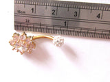 18k Gold Plated Barbell Loaded Crystal Flower VCH Clitoral Clit Hood 14 gauge - I Love My Piercings!