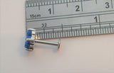 Surgical Steel Blue Opalite Flower Stud Post Lip Tragus Cartilage Ring 16 gauge 16g