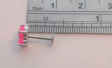Surgical Steel Brilliant Pink Opalite Flower Stud Post Lip Tragus Cartilage Ring 16 gauge 16g
