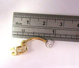 18k Gold Plated Barbell Solitaire Crystal VCH Clitoral Clit Hood 14 gauge - I Love My Piercings!
