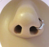 Surgical Steel Double Clear Crystal Bent L Shape Nose Ring Stud Hoop 20 gauge - I Love My Piercings!