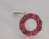 Sterling Silver Nose Stud Pin Ring Bent L Shape Round Pink Swarovski 20 gauge