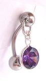 Surgical Steel VCH Hood Round Purple Crystal Jewelry Curved Barbell 14 gauge 14g - I Love My Piercings!