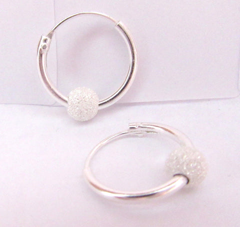 Sterling Silver Clear Crystal Ball Hoop Earrings - I Love My Piercings!