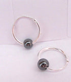 Sterling Silver Hematite Ball Hoop Earrings - I Love My Piercings!