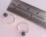 Sterling Silver Hematite Ball Hoop Earrings - I Love My Piercings!