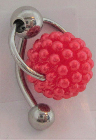 Red Bubble Pearl Pressure Ball VCH Ring Bar Clit Hood Clitoral 14 gauge 14g - I Love My Piercings!