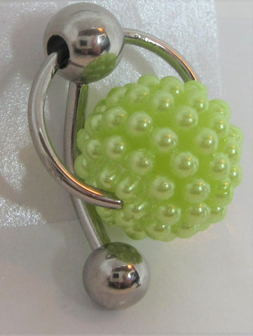 Lime Bubble Pearl Pressure Ball VCH Ring Bar Clit Hood Clitoral 14 gauge 14g - I Love My Piercings!