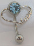 Light Blue Crystal Pressure Ball Heart Love Hoop VCH Clit Clitoral Hood Ring 14 gauge - I Love My Piercings!