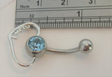 Light Blue Crystal Pressure Ball Heart Love Hoop VCH Clit Clitoral Hood Ring 14 gauge - I Love My Piercings!