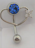 Dark Blue Crystal Pressure Ball Heart Flower Hoop VCH Clit Clitoral Hood Ring 14 gauge - I Love My Piercings!