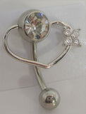 Diamond Crystal Pressure Ball Heart Flower Hoop VCH Clit Clitoral Hood Ring 14 gauge