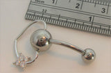 Diamond Crystal Pressure Ball Heart Flower Hoop VCH Clit Clitoral Hood Ring 14 gauge