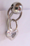 Heart Diamond Crystal Dangle Barbell Bar VCH Clit Clitoral Hood Ring 14 Gauge 14g - I Love My Piercings!