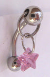 Star Pink Crystal Dangle Barbell Bar VCH Clit Clitoral Hood Ring 14 gauge 14g - I Love My Piercings!