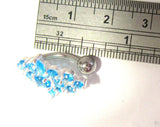 Sterling Silver VCH Hood Clit Bar Aqua Marquise Cut Crystals CZ 14 gauge 14g - I Love My Piercings!